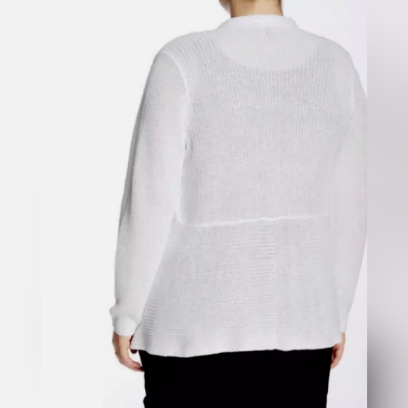 Eileen Fisher Woman Drape Front Organic Linen Cardigan White Size 1X - Picture 3 of 10